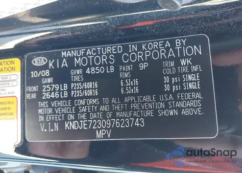 2009 Kia Sportage Ex V6 z USA, uszkodzony, nr VIN KNDJE723097623743